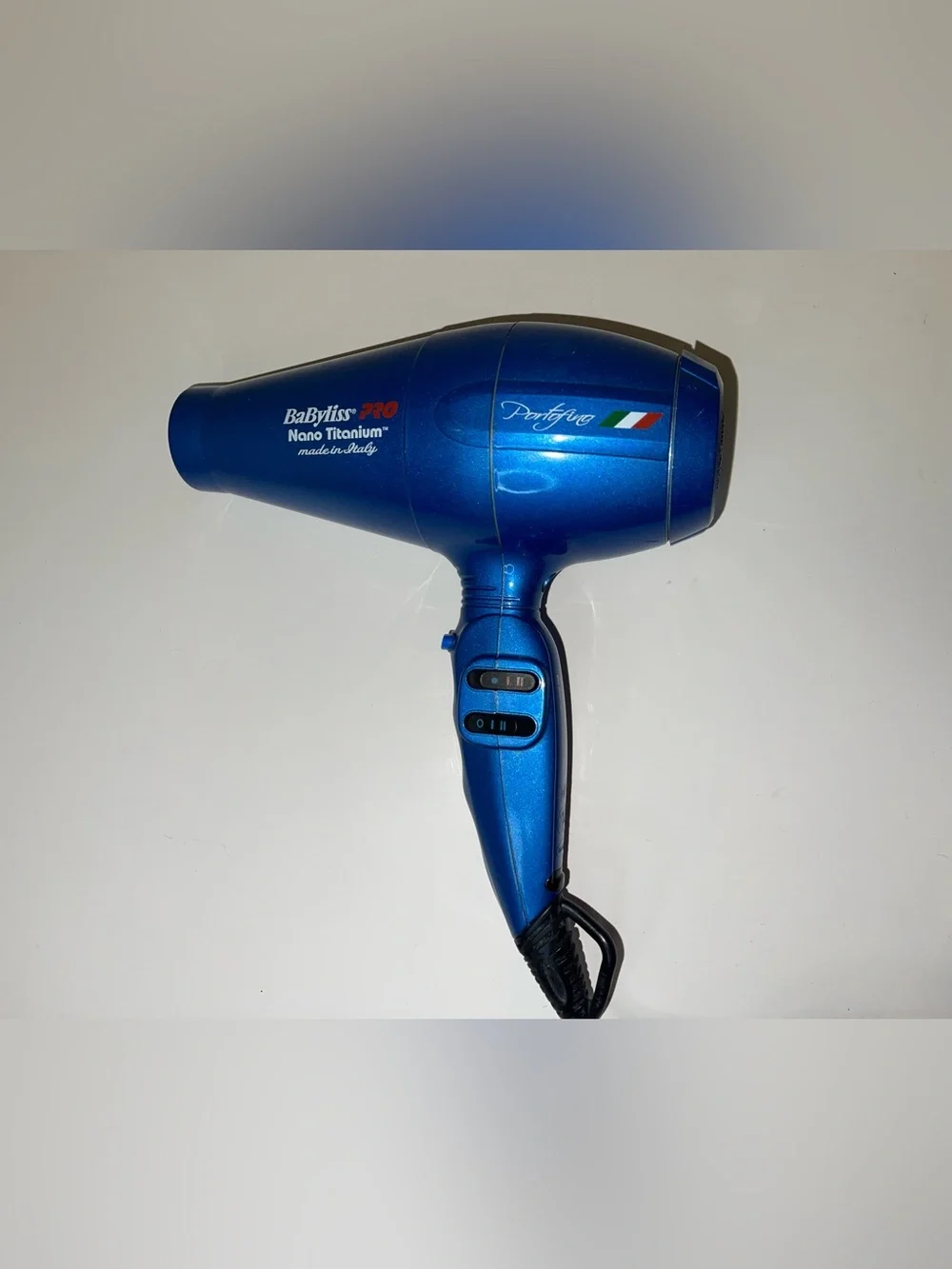 BaByliss Metallic Blue Nano Titanium Hair Dryer with Italian Flag Accent